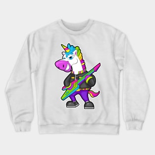Unicorn as Musician with Guitar Crewneck Sweatshirt